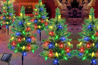 4Pcs Solar Christmas Garden Stake Light Decorative Xmas Tree with 80Pcs Strawberry Light