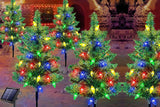 4Pcs Solar Christmas Garden Stake Light Decorative Xmas Tree with 80Pcs Strawberry Light