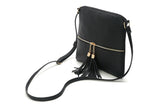 Women Crossbody Messenger Bag Shoulder Bag with Tassel Zipper