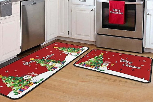 2Pcs Christmas Kitchen Floor Mat