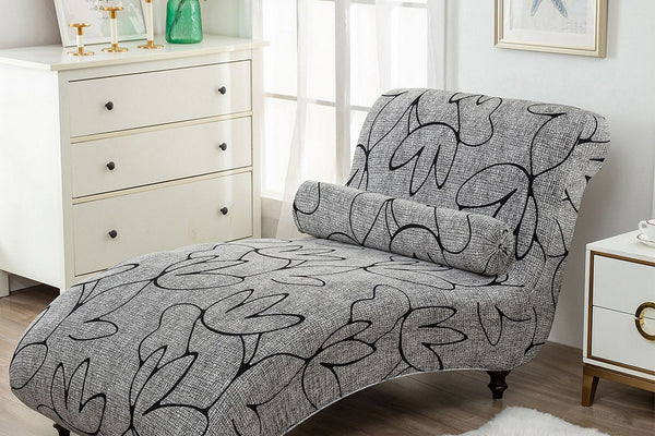 Printed Armless Chaise Lounge Cover with Pillowcase