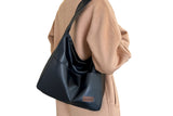 Solid Color PU Leather Shoulder Bag Large Capacity Tote Bag