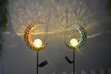 Solar Powered Garden Lights Antique Brass Hollow-Carved Metal Stake Lights