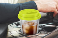 Double Walled Glass Coffee Mug Drinking Coffee Cup with Silicone Lid