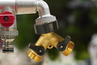 Brass Garden Hose Splitter 2 way Heavy Duty Y Splitter 2 Valves