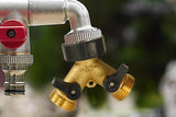 Brass Garden Hose Splitter 2 way Heavy Duty Y Splitter 2 Valves