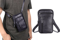 Leather Phone Pouch Belt Bag Crossbody Waist Pack for Men