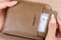 Men RFID Blocking PU Bifold Wallet Credit Card ID Holder Zip Around Purse