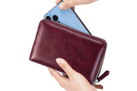 Travel Wallet Genuine Leather Card Holder Wallet with Zipper