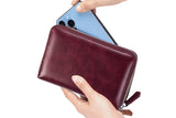 Travel Wallet Genuine Leather Card Holder Wallet with Zipper