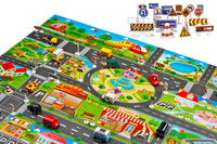 Kids Floor Play Mat Rug Traffic Road Signs Car Track City Carpet Toy with 10 Trees