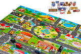 Kids Floor Play Mat Rug Traffic Road Signs Car Track City Carpet Toy with 10 Trees