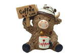 One Pair Cute Highland Cow Coffee Figurines Resin Statues Desk Decor Coffee Bar Accents
