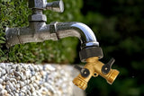 Brass Garden Hose Splitter 2 way Heavy Duty Y Splitter 2 Valves