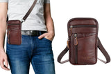 Leather Phone Pouch Belt Bag Crossbody Waist Pack for Men