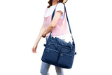 Multi-Pocket Nylon Tote Bag with Adjustable Shoulder Strap Crossbody Handbag Travel Bag