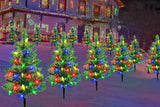 4Pcs Solar Christmas Garden Stake Light Decorative Xmas Tree with 80Pcs Strawberry Light