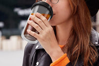 Double Walled Glass Coffee Mug Drinking Coffee Cup with Silicone Lid