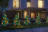 4Pcs Solar Christmas Garden Stake Light Decorative Xmas Tree with 80Pcs Strawberry Light