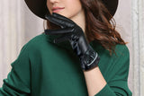 Womens Winter PU Leather Touchscreen Gloves