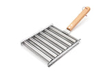 Sausage Roller Stainless Steel Rack Hot Dog Grill with Wooden Handle and 4 BBQ Skewers