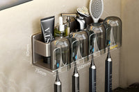 Space Metal Toothbrush Holder Wall Mounted Toothpaste Bathroom Rack with Cups