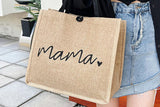 Jute Tote Bag with Handle Reusable Handbags Burlap Tote Mama Bag