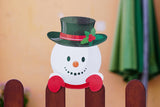 Christmas Fence Peeker Decoration Metal Xmas Outdoor Garden Fence Sign