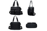 Multi-Pocket Nylon Tote Bag with Adjustable Shoulder Strap Crossbody Handbag Travel Bag