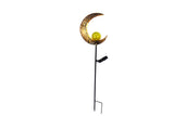 Solar Powered Garden Lights Antique Brass Hollow-Carved Metal Stake Lights