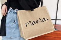 Jute Tote Bag with Handle Reusable Handbags Burlap Tote Mama Bag