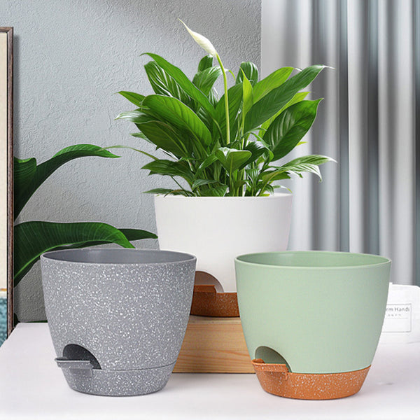 Set of 3Pcs Self Watering Planters Flower Pot with Drainage Hole