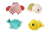 4Pcs Kids Wind-up Pool Bath Toy Dolphin Turtle Crab Duck