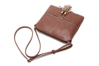 Women Crossbody Messenger Bag Shoulder Bag with Tassel Zipper