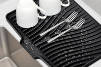 Silicone Dish Drying Mat for Kitchen Counter with Built-in Drain