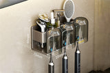 Space Metal Toothbrush Holder Wall Mounted Toothpaste Bathroom Rack with Cups