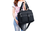 Multi-Pocket Nylon Tote Bag with Adjustable Shoulder Strap Crossbody Handbag Travel Bag