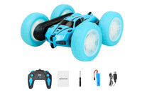 2.4 GHZ 4WD Double Sided RC Stunt Car 360 Degree Rotating Remote Control Crawler with Headlights