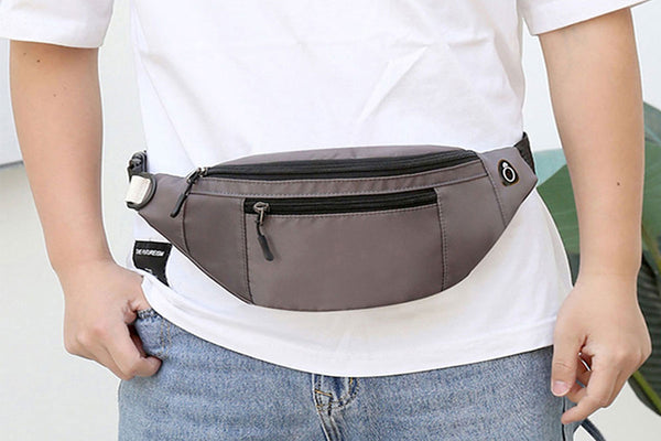 Unisex Bum Bag Fanny Pack Zip Pouch Waist Belt Wallet with Headphone Jack