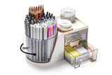 Rotating Desk Organizer with 2 Drawer Multi-Functional Pen Holder