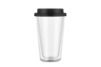 Double Walled Glass Coffee Mug Drinking Coffee Cup with Silicone Lid