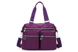 Multi-Pocket Nylon Tote Bag with Adjustable Shoulder Strap Crossbody Handbag Travel Bag
