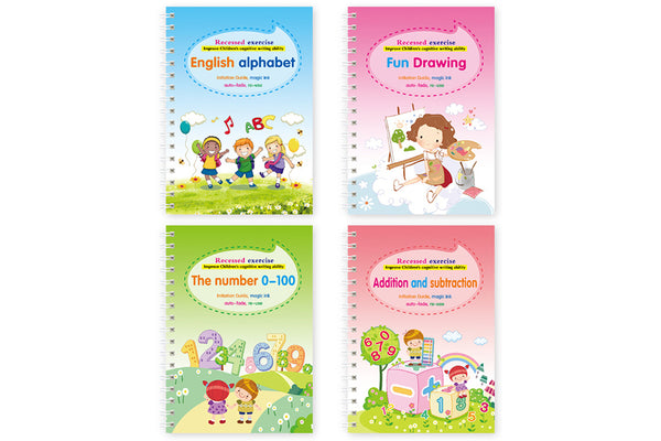 4Pcs Kids English Practice Copybooks Set