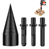 4Pcs Firewood Drill Bit Wood Cone Hex Shank Wood Log Splitter Screw Splitting