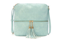 Women Crossbody Messenger Bag Shoulder Bag with Tassel Zipper