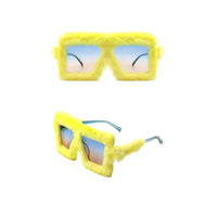 Y2K Plush Fuzzy Square Glasses