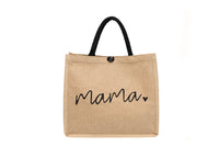 Jute Tote Bag with Handle Reusable Handbags Burlap Tote Mama Bag