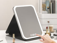 Fold LED Dimmable Makeup Mirror with 3 Colors Adjustable Light