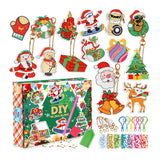 15Pcs Christmas DIY Diamond Painting Keychain Christmas Kid Gifts