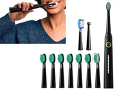 Electric Sonic Toothbrush Travel Rechargeable Ultrasonic Electric Toothbrush with 10 Brush Heads